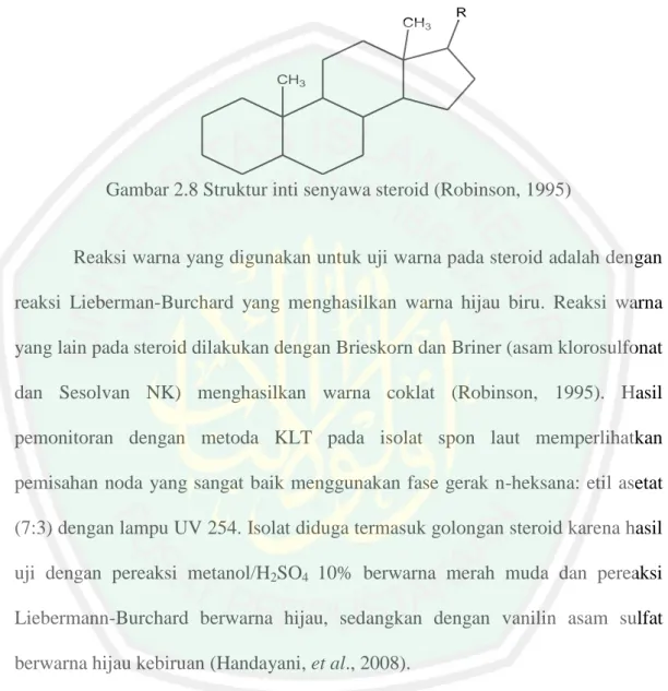 Gambar 2.8 Struktur inti senyawa steroid (Robinson, 1995) 