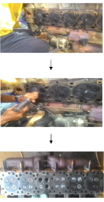 Gambar 2. Proses disassembly katup mesin