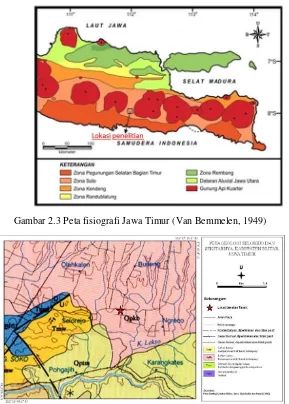 Gambar 2.4 Peta Geologi Desa Olak Alen, Kecamatan Selorejo, Jawa Timur (Sjarifuddin dan Hamidi, 1992) 