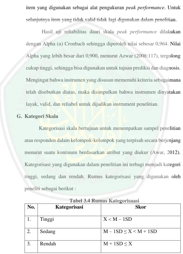 Tabel 3.4 Rumus Kategorisaasi 