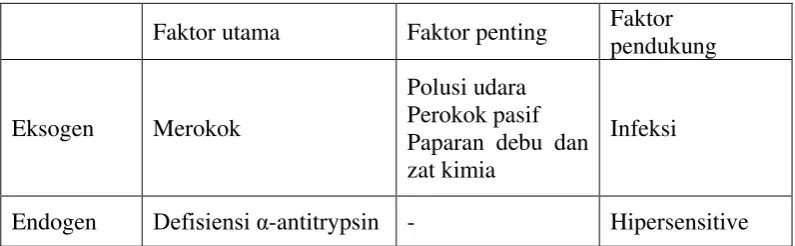 Tabel 2.4 Faktor risiko PPOK 