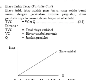 Gambar 2.2  Biaya Variabel (Soeharto, 2002)   