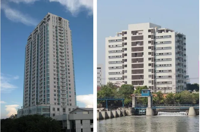 Gambar 4.4 Apartemen Trillium (kiri) dan Apartemen Sumatra 36 (kanan) di Surabaya Pusat