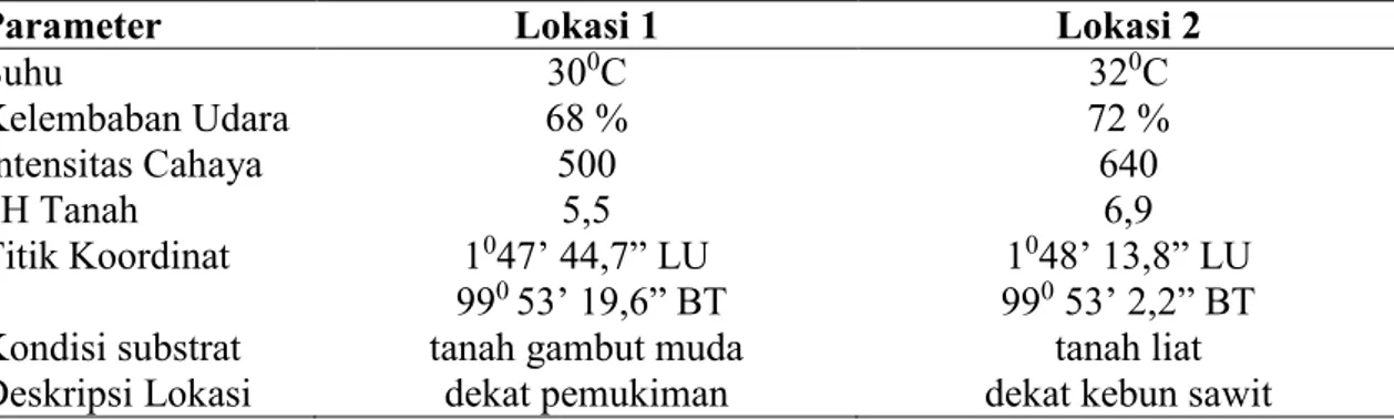 Tabel 1. Faktor Fisik-Kimia Lingkungan Pada Lokasi Tumbuh Halubi  (Eleiodoxa  conferta) 