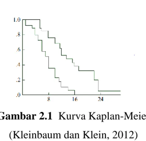 Gambar 2.1  Kurva Kaplan-Meier  (Kleinbaum dan Klein, 2012) 