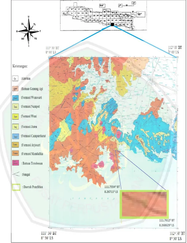 Gambar 2.9 Peta Geologi Tulungagung (Samodra, H. dan S. Gafoer, 1990) 