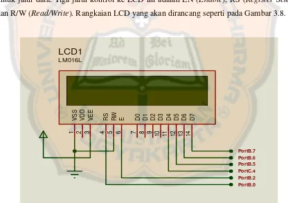 Gambar 3.8. Rangkaian LCD character 16x2 