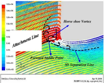 Gambar 5. Struktur Horse Shoe  Vortex di Depan  Leading Edge  