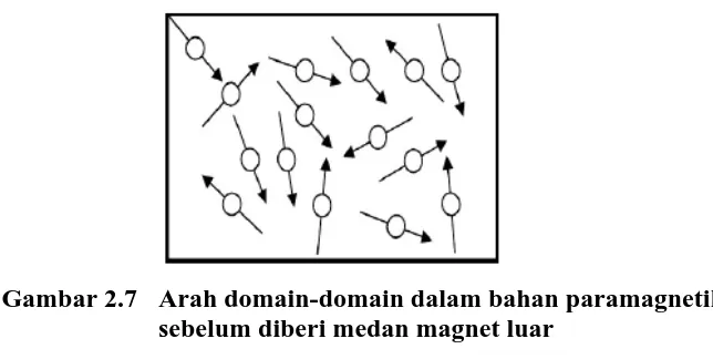 Gambar 2.7 Arah domain-domain dalam bahan paramagnetik sebelum diberi medan magnet luar 