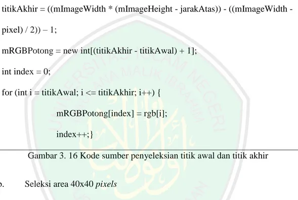 Gambar 3. 16 Kode sumber penyeleksian titik awal dan titik akhir 