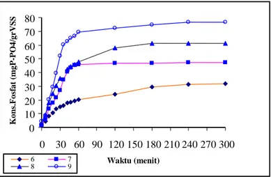 Gambar 2. Konsentrasi fosfat yang dilepaskan pada variasi pH dalam kondisi anaerob 