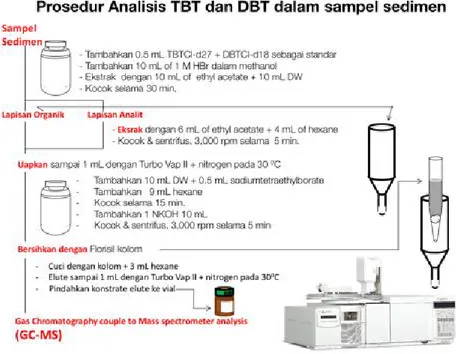 Gambar 3.  Prosedur analisis TBT dan DBT pada sedimen sampel.