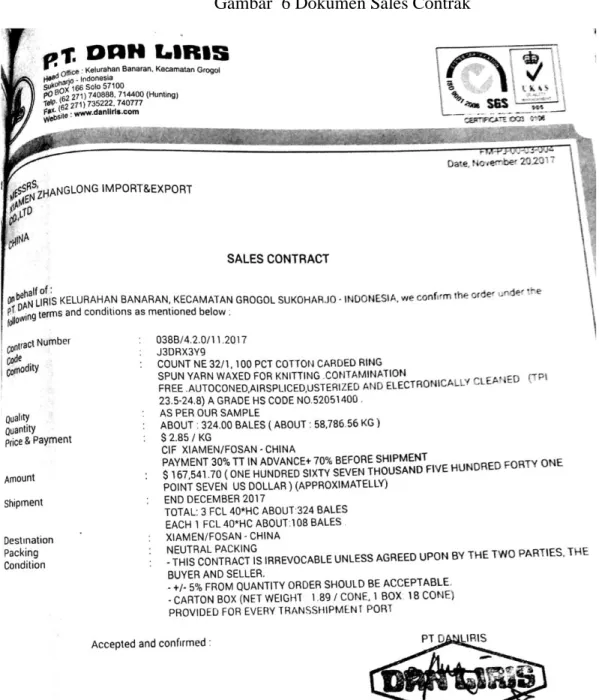 Gambar  6 Dokumen Sales Contrak 