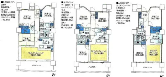 Gambar 10 Layout tata ruang dalam unit hunian vertikal   tipe 2LDK dan 3LDK di Jepang  