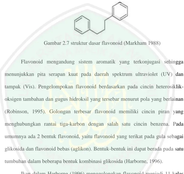 Gambar 2.7 struktur dasar flavonoid (Markham 1988) 