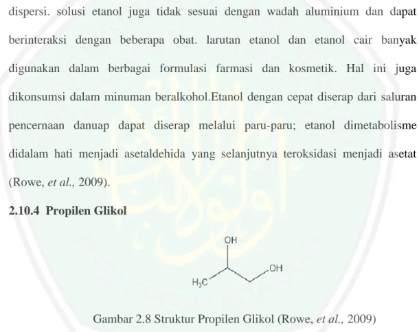 Gambar 2.8 Struktur Propilen Glikol (Rowe, et al., 2009) 