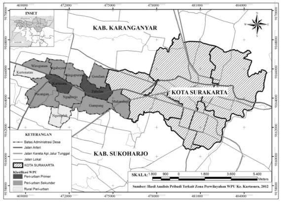 Gambar 6. Peta Tipologi Zona WPU Kecamatan Kartasura Berdasar Aspek Fisik, Sosial dan Ekonomi 