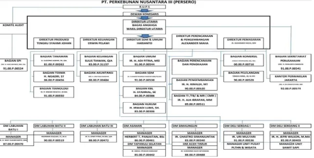 Gambar 2.2 Struktur Organisasi PT. Perkebunan Nusantara III (Persero)