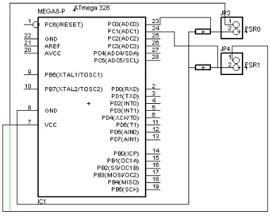 Gambar 3.15  Wiring Rangkaian Sensor Dengan Minimum Sistem ATMega 328 
