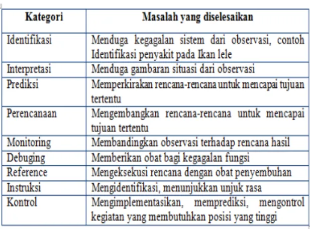 Tabel 2.1 Kategori Umum Sistem Pakar 