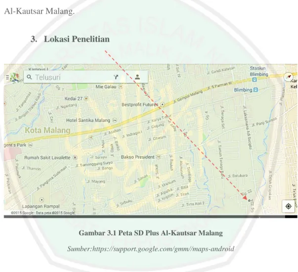 Gambar 3.1 Peta SD Plus Al-Kautsar Malang   