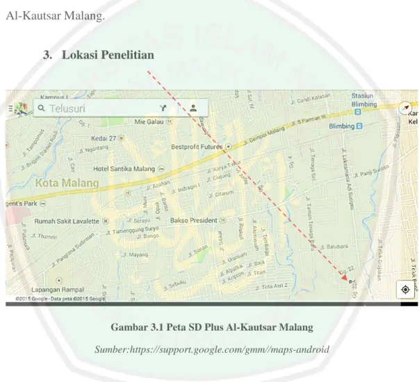Gambar 3.1 Peta SD Plus Al-Kautsar Malang   