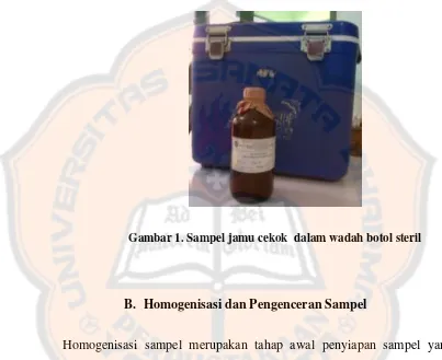 Gambar 1. Sampel jamu cekok  dalam wadah botol steril 