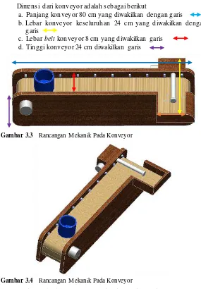 Gambar 3.3 Rancangan Mekanik Pada Konveyor 