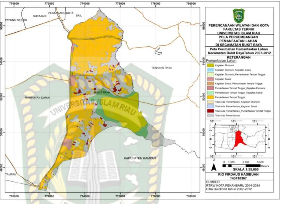 Gambar 5.8 Peta Perubahan Pemanfaatan Lahan Kecamatan Bukit Raya Tahun 2007-2012  119 