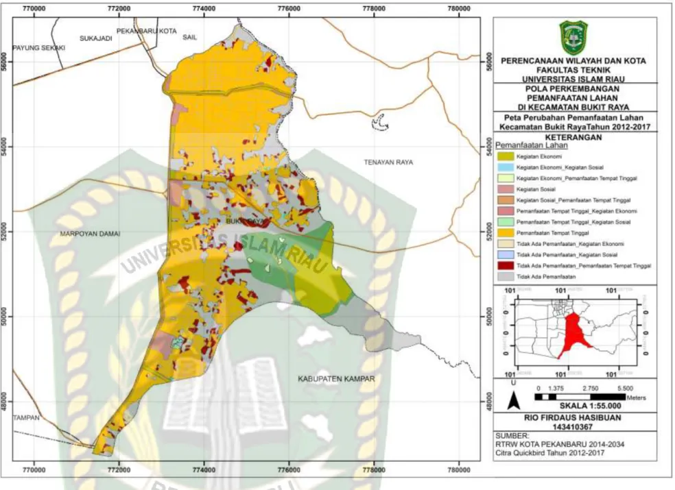 Gambar 5.9 Peta Perubahan Pemanfaatan Lahan Kecamatan Bukit Raya Tahun 2012-2017  121 