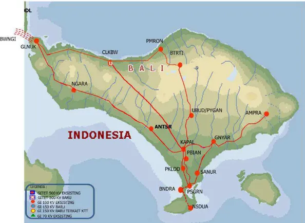 Gambar 3.1 Peta kelistrikan Wilayah Bali 