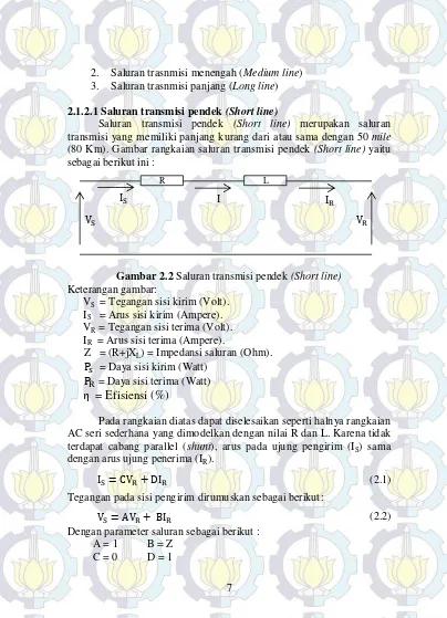 Gambar 2.2 Saluran transmisi pendek (Short line) 