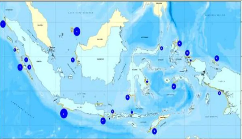 Gambar 1.1. Peta Potensi Sumber Daya Energi Gelombang Laut di Indonesia 