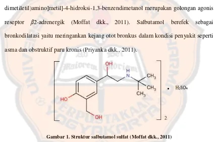 Gambar 1. Struktur salbutamol sulfat (Moffat dkk., 2011) 