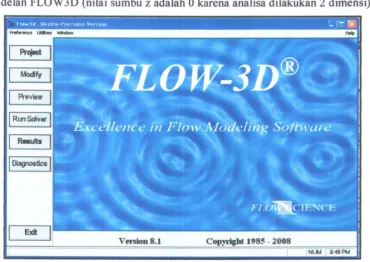 Gambar 3.7 Tampilan FLOW3D berupa GUI (Graphical User Interface) 