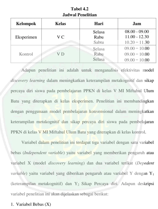 Tabel 4.2  Jadwal Penelitian 