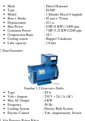 Gambar 3.2 Generator Daiho 