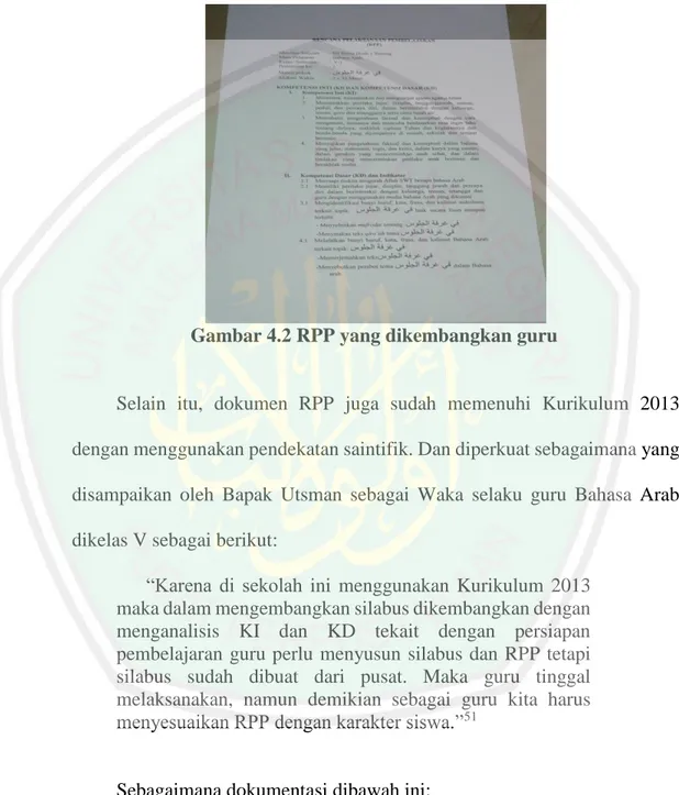 Gambar 4.2 RPP yang dikembangkan guru 