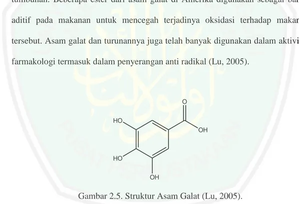 Gambar 2.5. Struktur Asam Galat (Lu, 2005). 