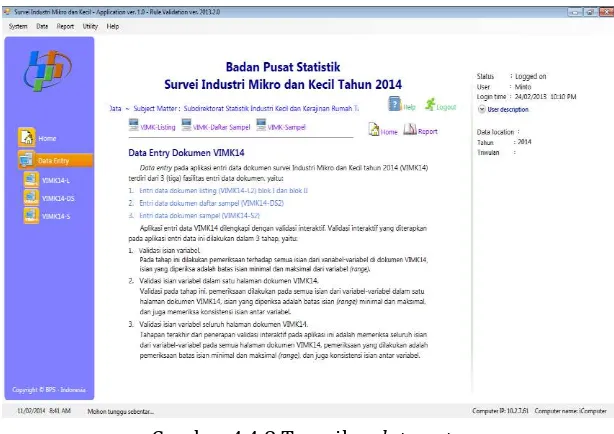 Gambar 4.4.7 Tampilan aplikasi entri data VIMK14 Triwulanan 