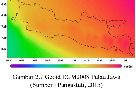 Gambar 2.7 Geoid EGM2008 Pulau Jawa 