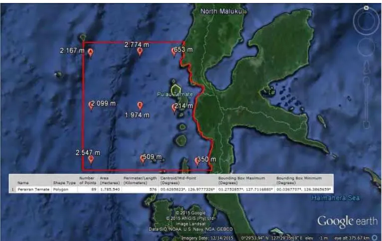 Gambar 3.2 Lokasi Pengambilan Data Cuaca Maritim (Google Earth) 