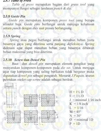 Table of press merupakan bagian dari press tool yang 