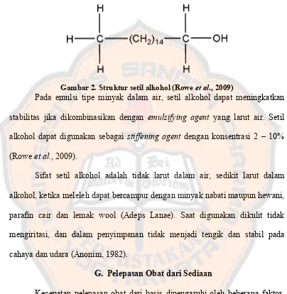Gambar 2. Struktur setil alkohol (Rowe et al., 2009) 