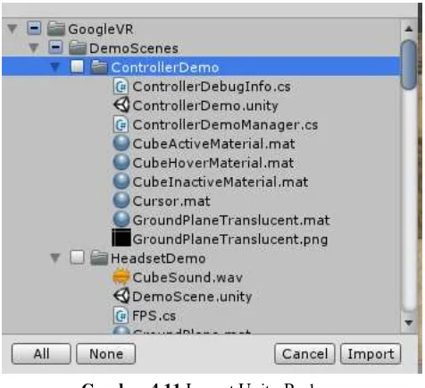 Gambar 4.11 Import Unity Package