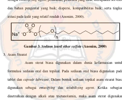 Gambar 3. Sodium lauril ether sulfate (Anonim, 2000) 