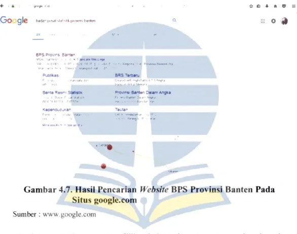 Gambar 4.7. Hasil Pencarian Website BPS Provinsi Banten Pada  Situs google.com 