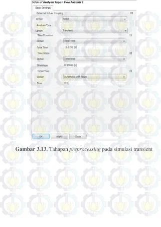Gambar 3.13. Tahapan preprocessing pada simulasi transient 