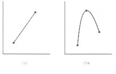 Gambar 2.-1.  Polinomial orde pertama (a), orde kedua (b) 