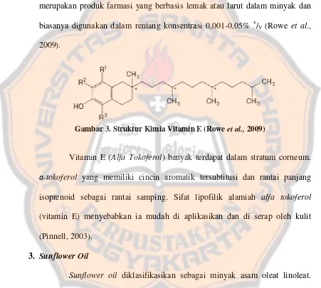 Gambar 3. Struktur Kimia Vitamin E (Rowe et al., 2009) 